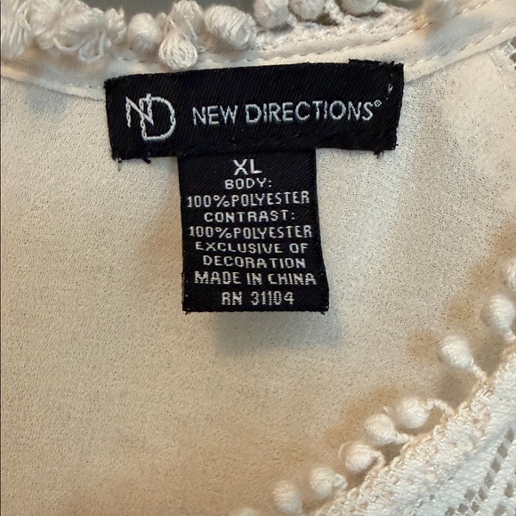 New Directions Size XL Cream Lace Crochet Yoke Peasant Blouse - Picture 2 of 9